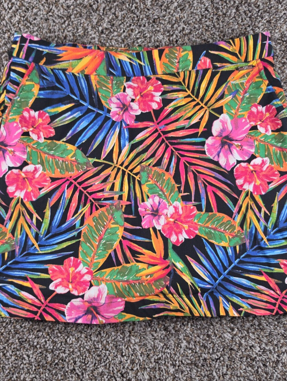 Rafaella Women's Sz XL Stretch Skort black-multi tropical floral print Golf